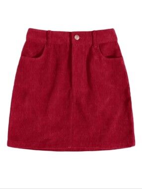 SHEIN Red Corduroy A-Line Women's Skirt